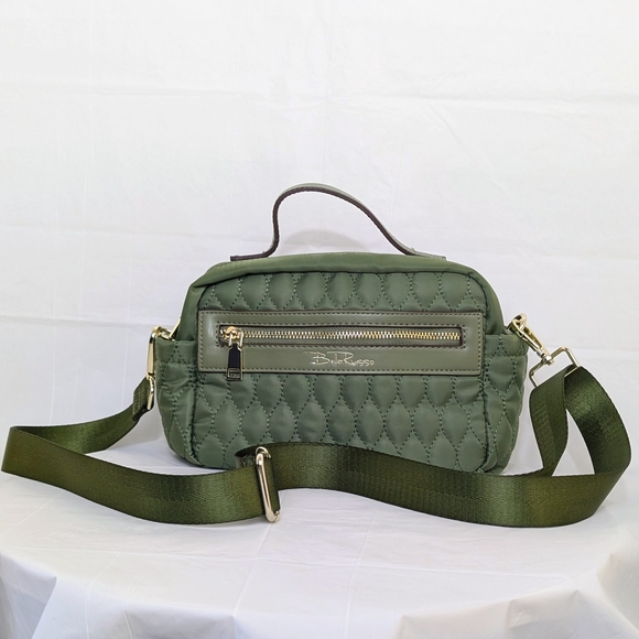 Bella Russo Handbags - Bella Russo Olive Quilted Crossbody Bag with Gold Accents